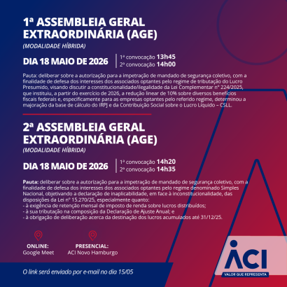 ACI convoca associados para assembleias gerais extraordinárias no dia 18