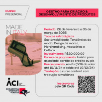 ACI e Accademia Costume & Moda promovem curso Gestão para Criação & Desenvolvimento de Produtos