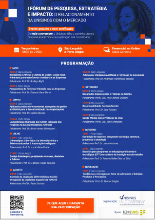 I Fórum de Pesquisa, Estratégia e Impacto: o relacionamento da Unisinos com o Mercado
