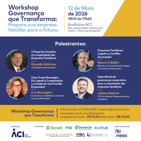 ACI promove Workshop Governança que Transforma, dia 12 de maio