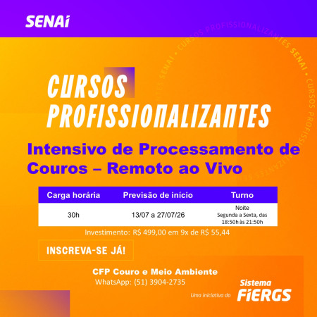 Senai Couro e Meio Ambiente abre inscrições para cursos