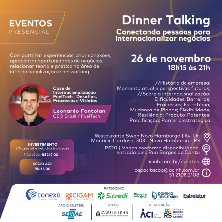 Dinner Talking apresenta case de internacionalização da empresa de tecnologia automotiva FuelTech