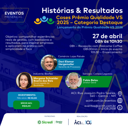 Cases vencedores do Prêmio Qualidade Vale do Sinos 2025 serão apresentados